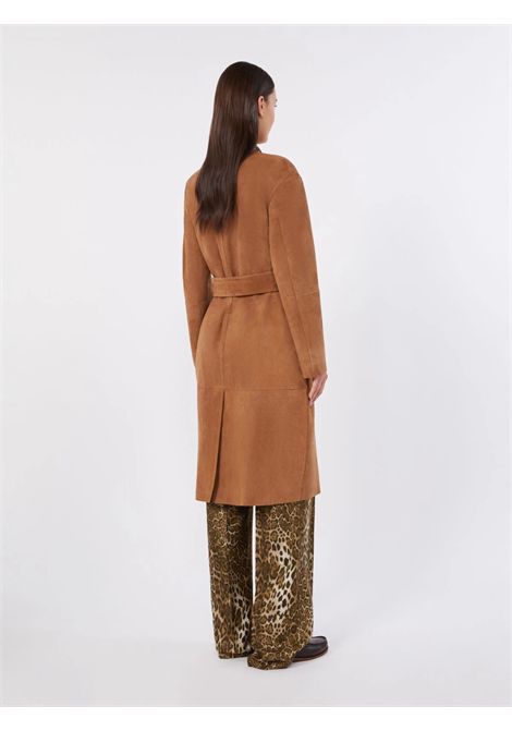 Max Mara Studio Spolverino Mstportici in Pelle Scamosciata Cammello Donna Max Mara Studio | SOPRABITI | 2626476011600002